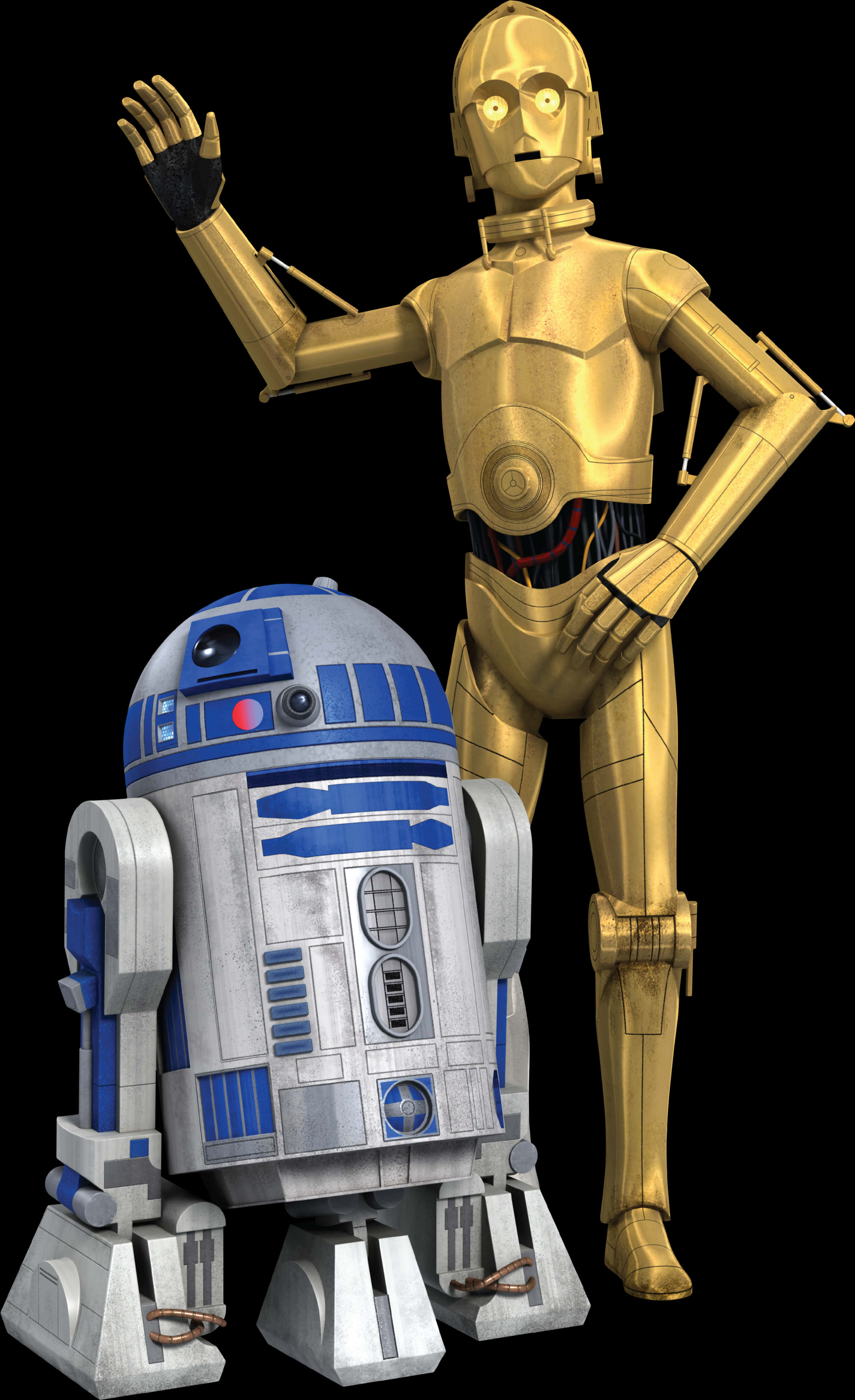 R2 D2and C3 P O Star Wars Droids PNG