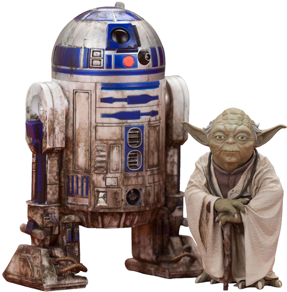 R2 D2and Yoda Star Wars Characters PNG