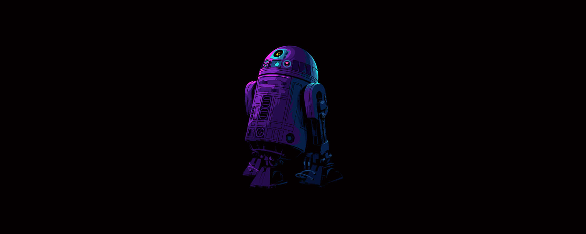 Den ikoniske Droid R2-D2 står højt på en gul blomsterbaggrund. Wallpaper