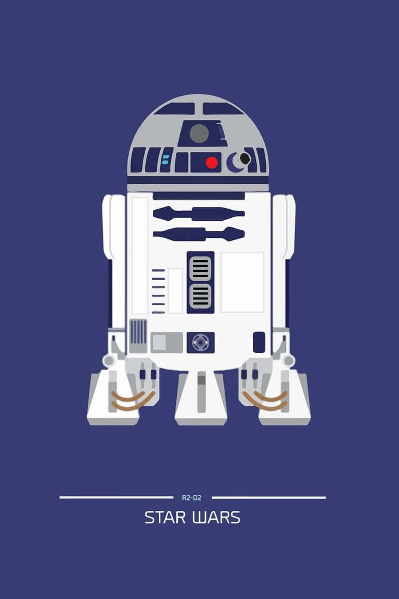 R2D2, en prominent Star Wars-karakter poserer i 3D lit stil Wallpaper