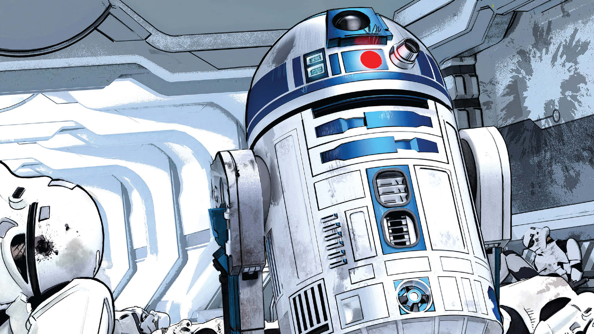 Korrektbucklad R2d2 Från Star Wars. Wallpaper
