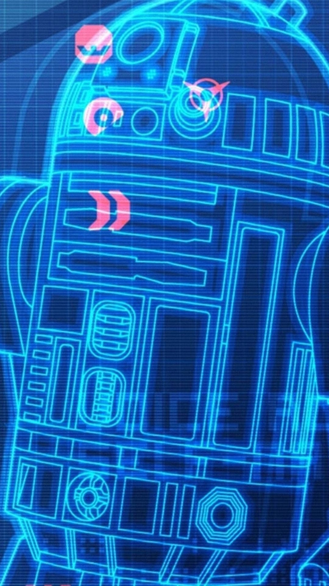 R2D2 Neon Circuit Top Iphone Tapet Wallpaper