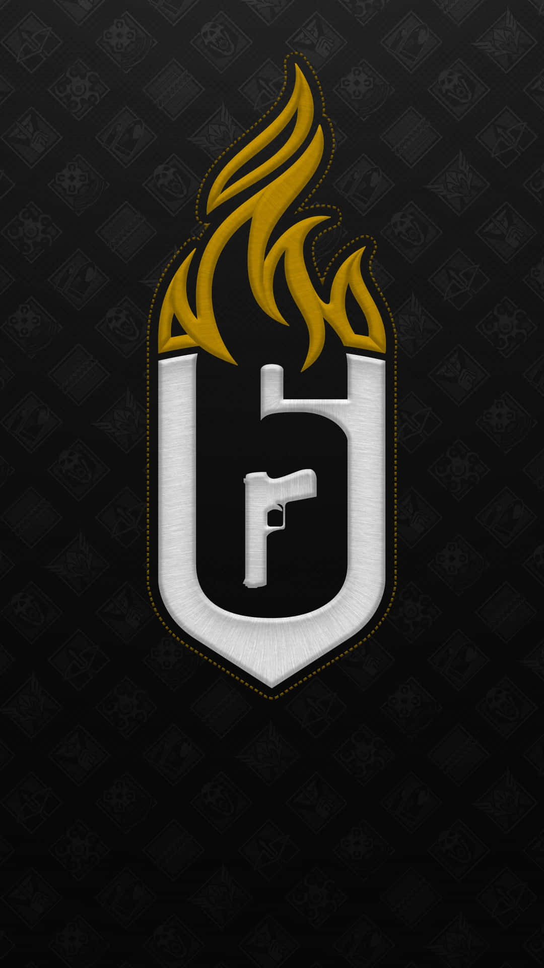 R6 Flaming Crest Logo Wallpaper