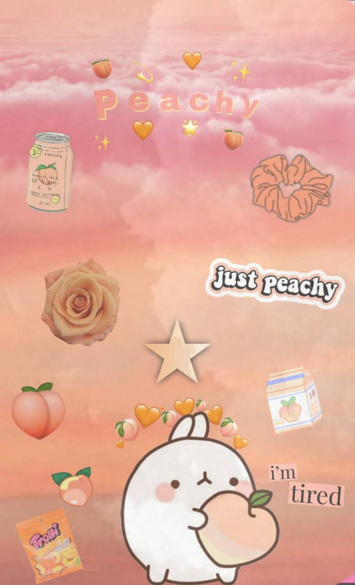 Rabbit Gummy Peach Color Aesthetic Wallpaper