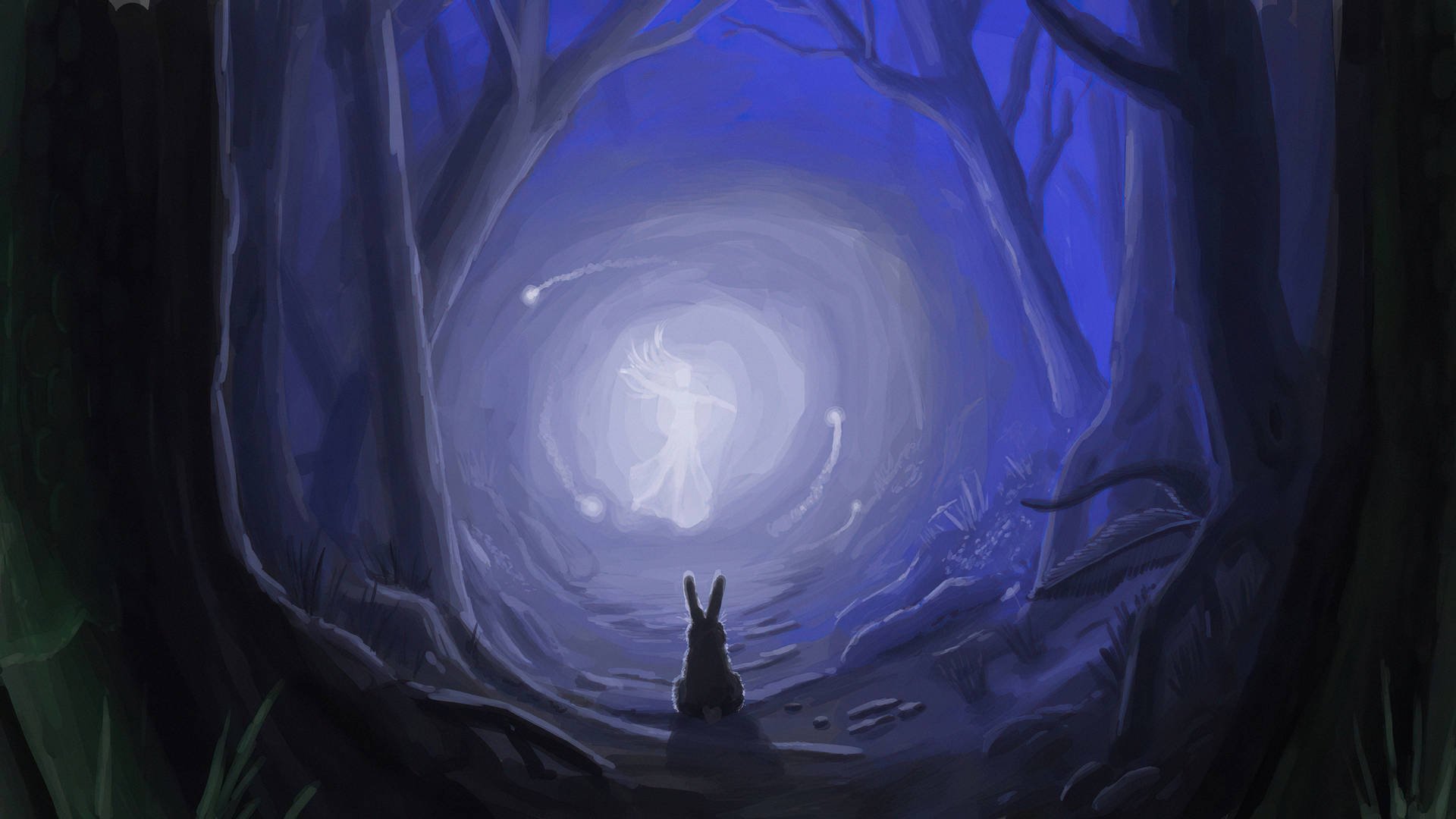 Rabbit In An Enchanted Forest Wallpaper