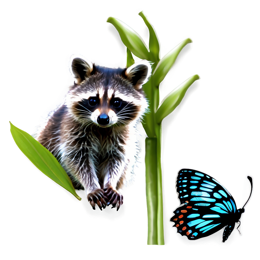 Raccoon And Butterfly Png Lrk PNG