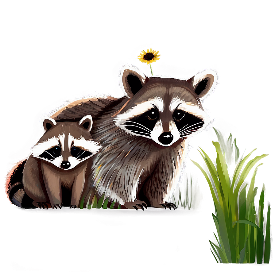 Raccoon Family Illustration Png Jjy11 PNG