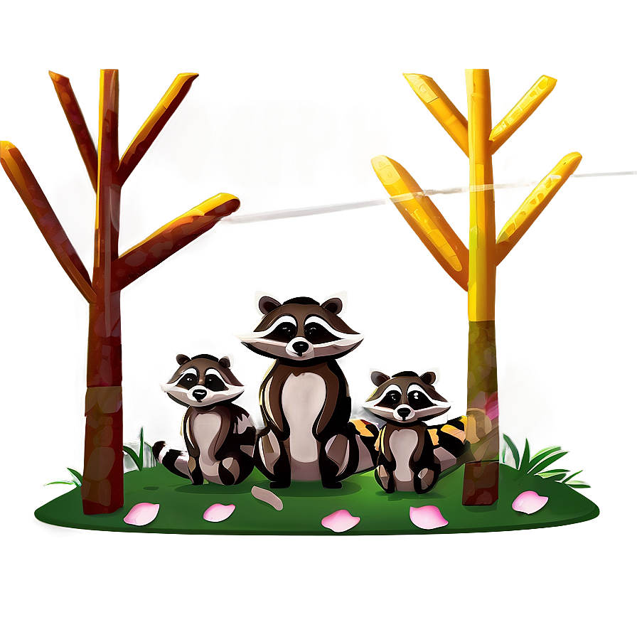 Raccoon Family Illustration Png Rec PNG