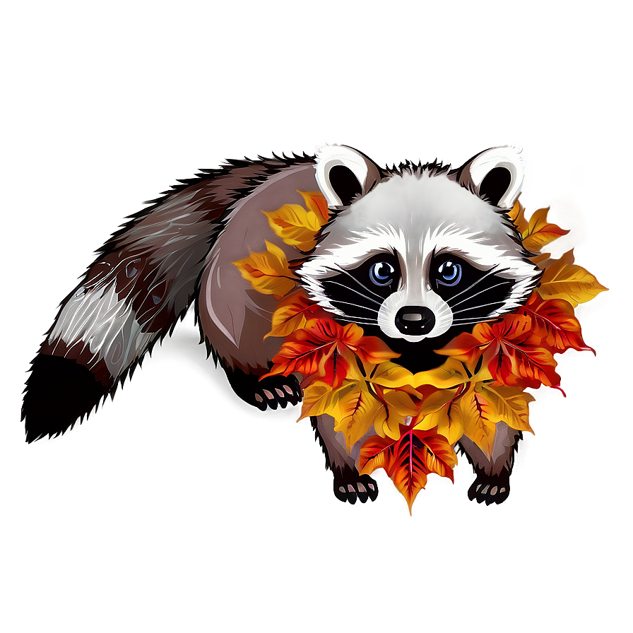 Raccoon In Autumn Png Twr PNG