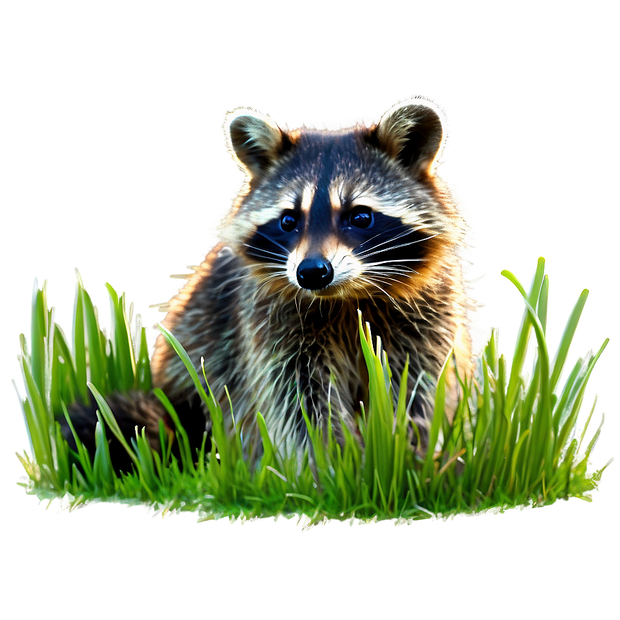Raccoon In Grass Png 05242024 PNG