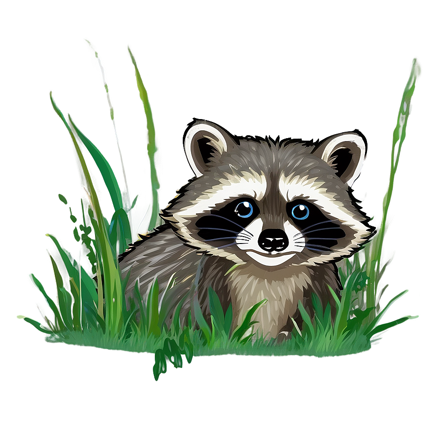 Raccoon In Grass Png Ruu PNG