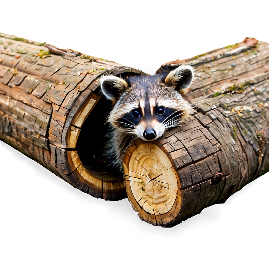 Raccoon In Hollow Log Png 05232024 PNG