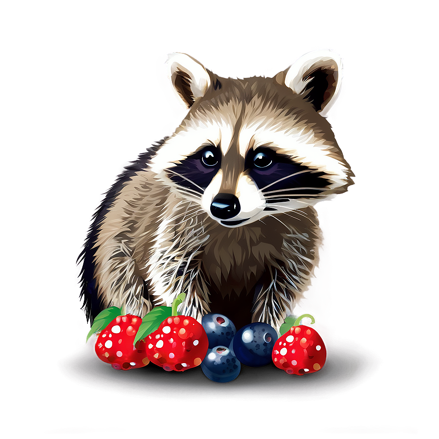 Download Raccoon With Berries Png Cam | Wallpapers.com