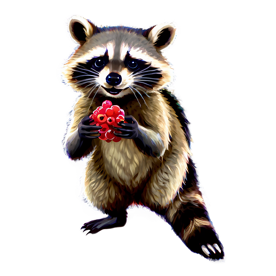 Raccoon With Berries Png Urm85 PNG