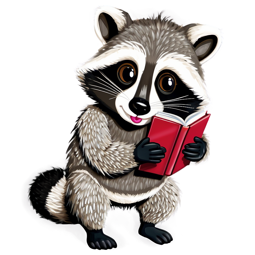 Raccoon With Book Png 05242024 PNG