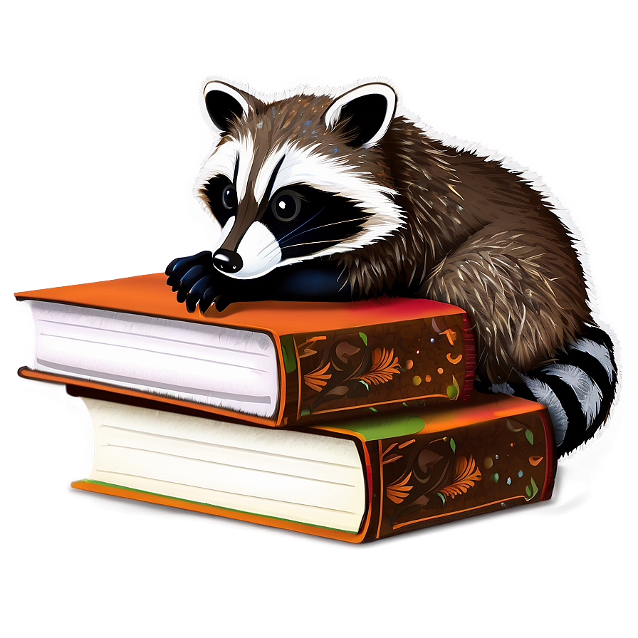 Raccoon With Book Png 05242024 PNG