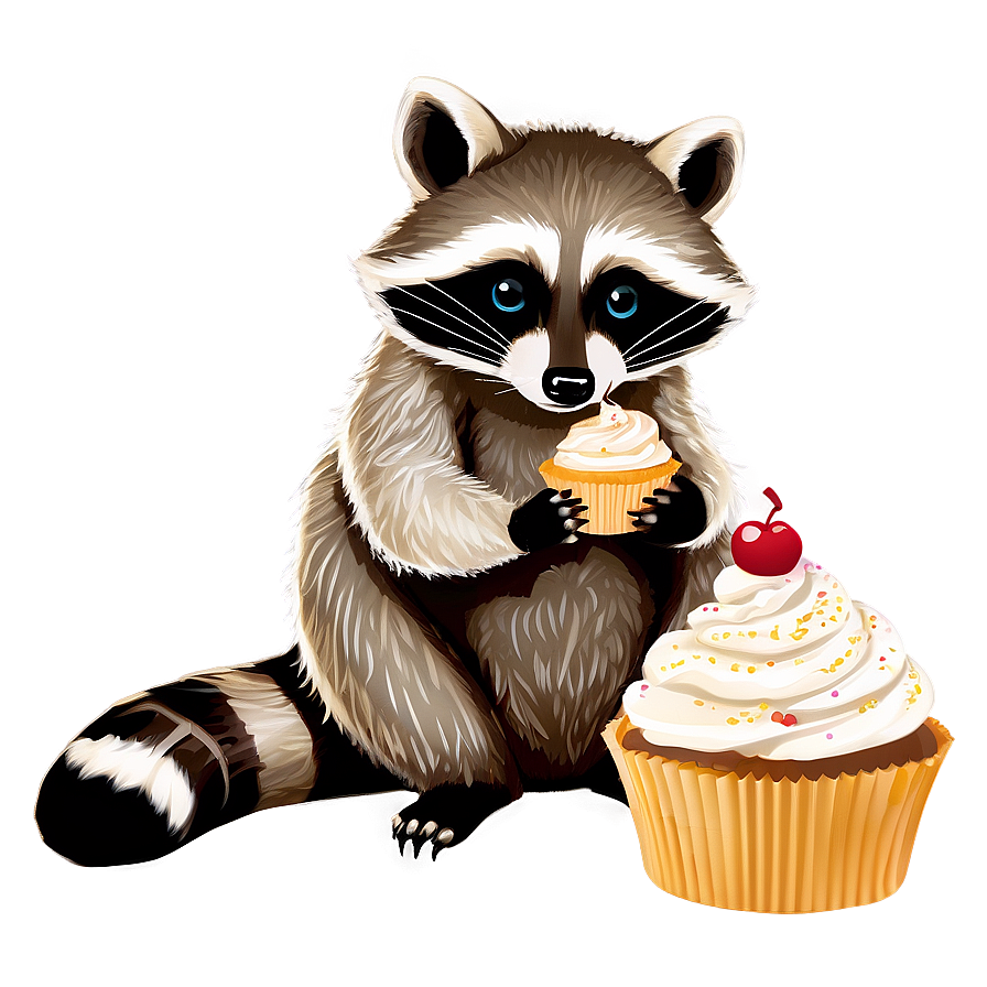 Raccoon With Cupcake Png 05242024 PNG