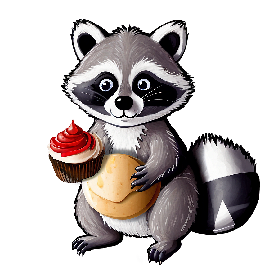 Raccoon With Cupcake Png 05242024 PNG