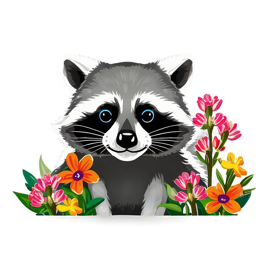 Raccoon With Flowers Png 2 PNG