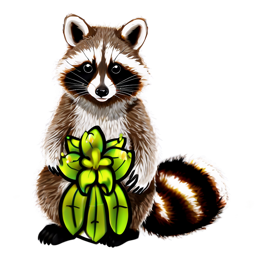 Raccoon With Flowers Png Dhs PNG