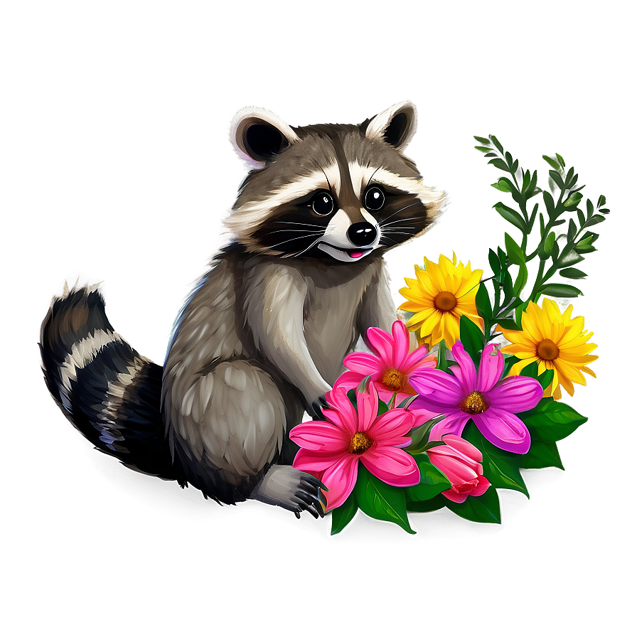 Raccoon With Flowers Png Ffm PNG