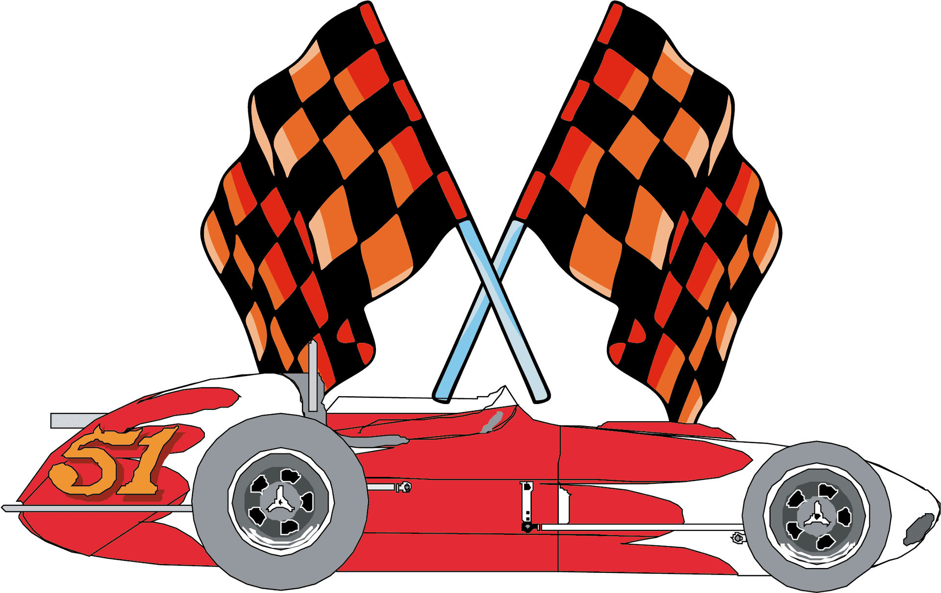Race Car Number51 With Checkered Flags PNG