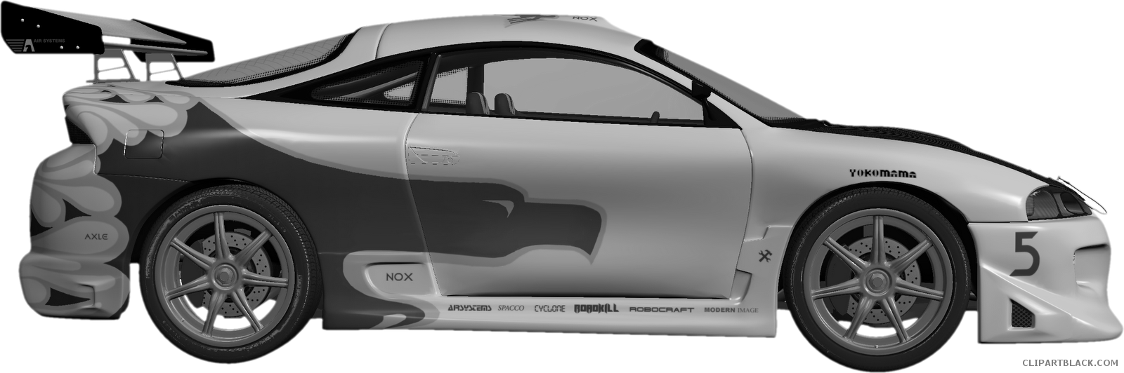 Race Car Side Profile Graphic PNG