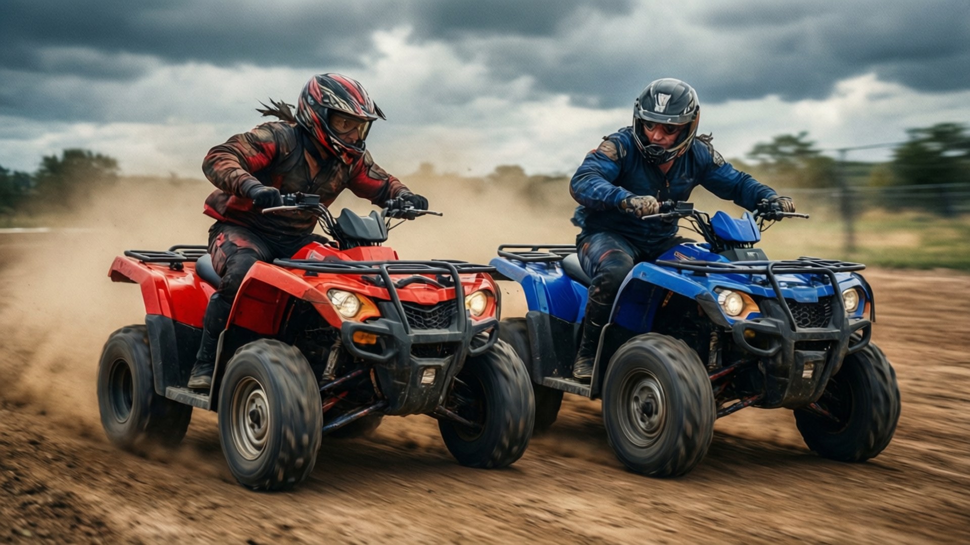 ATV-kilpailu, jossa kaksi ajoneuvoa rinnakkain