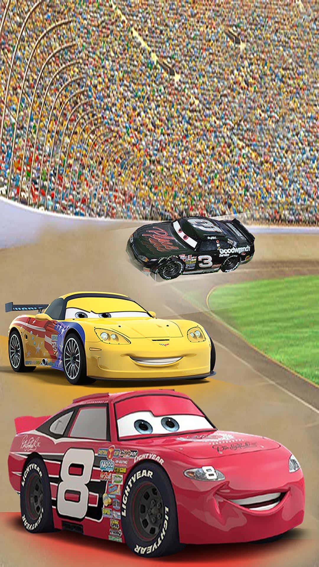 Disney Cars Racing In A Stadium