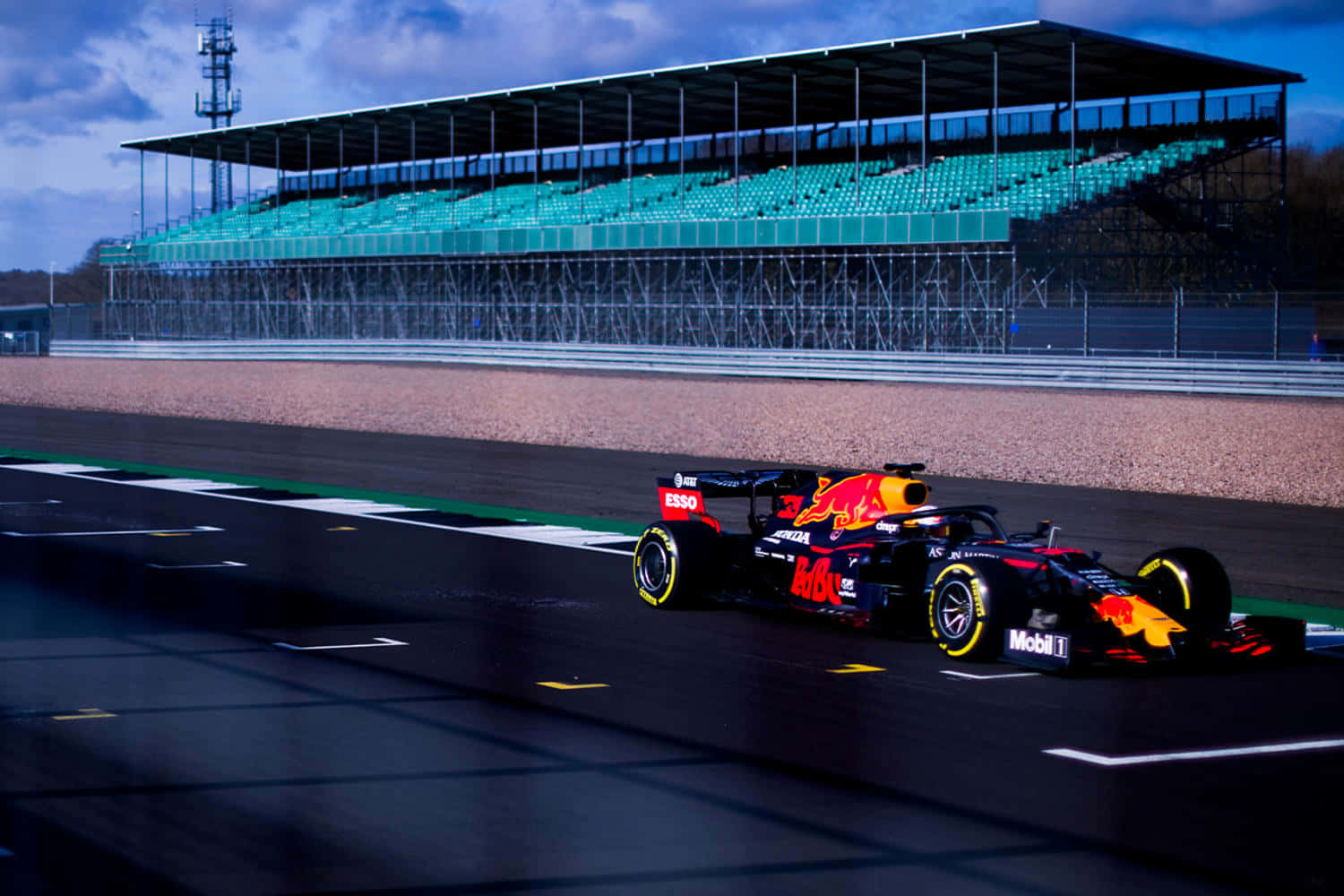 Red Bull Racing Car On A Track