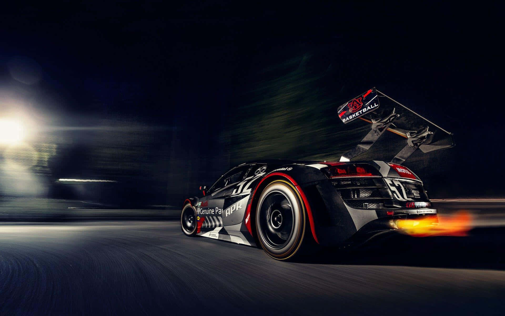 Racing Car Speed Blur Night Wallpaper
