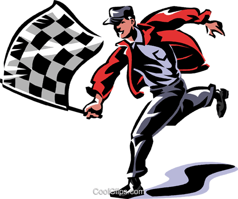Racing Flag Waver Cartoon PNG