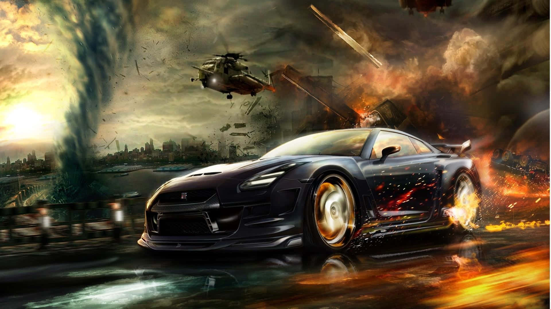 High-Octane Racing Game Action Wallpaper