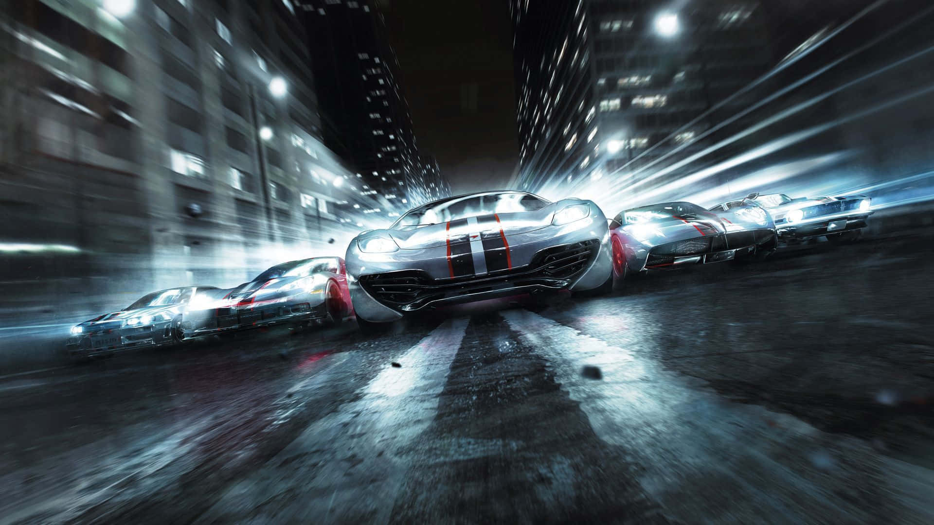 High-Octane Racing Car Drifting In Action Wallpaper
