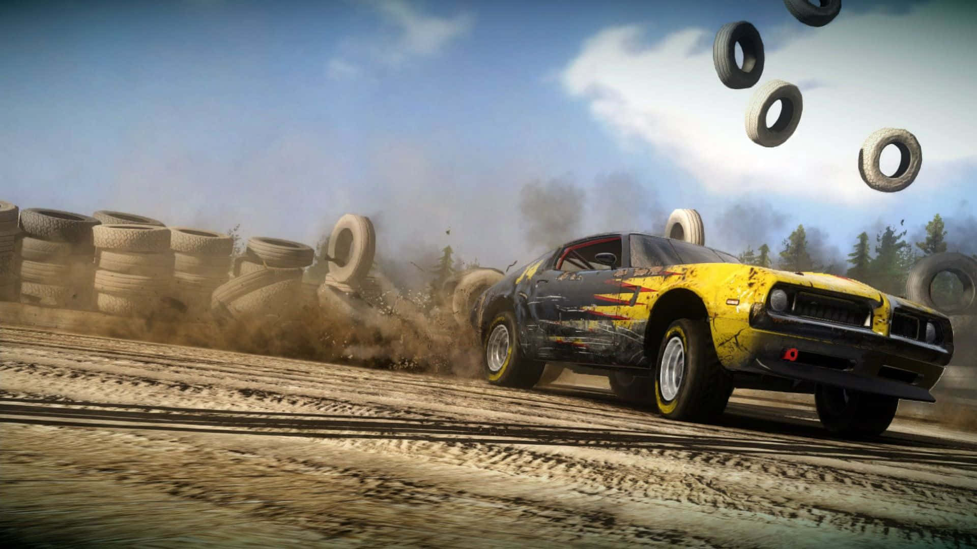 High-Octane Racing Action on a Stunning Track Wallpaper