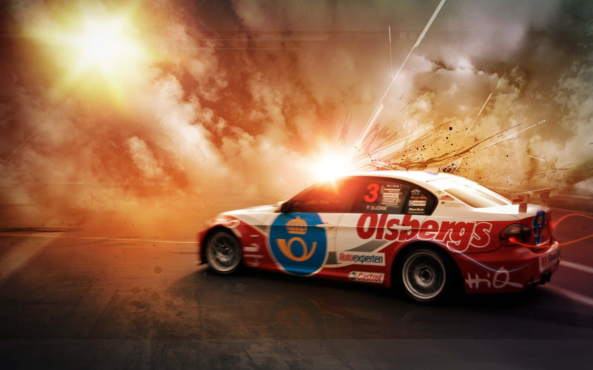 High-Speed Car Racing Action in a Futuristic Setting Wallpaper