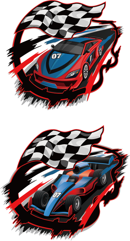 Racing Sports Carswith Checkered Flags PNG