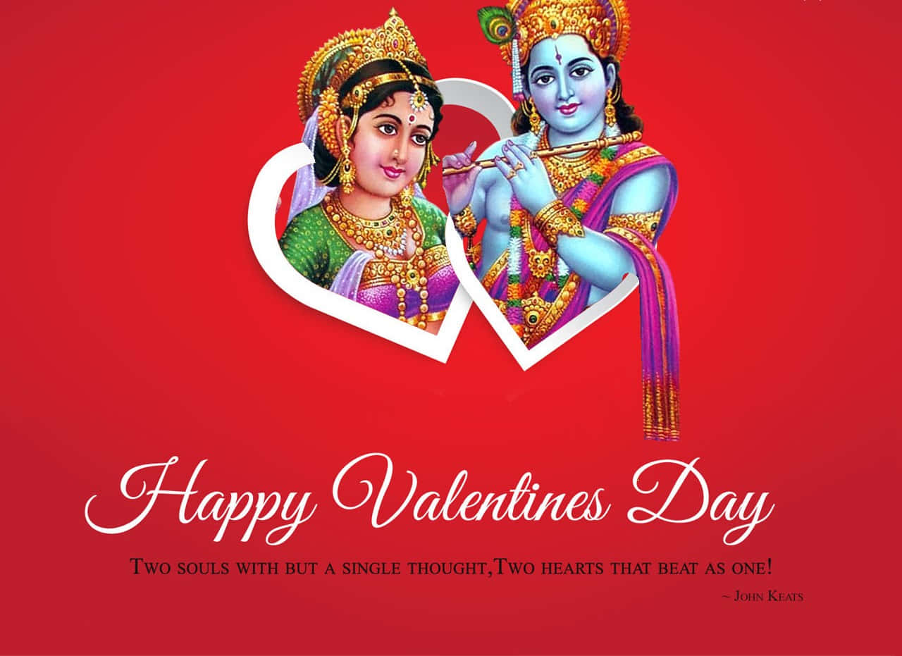 Ilustraciónlinda De Radha Y Krishna Para El Día De San Valentín. Fondo de pantalla