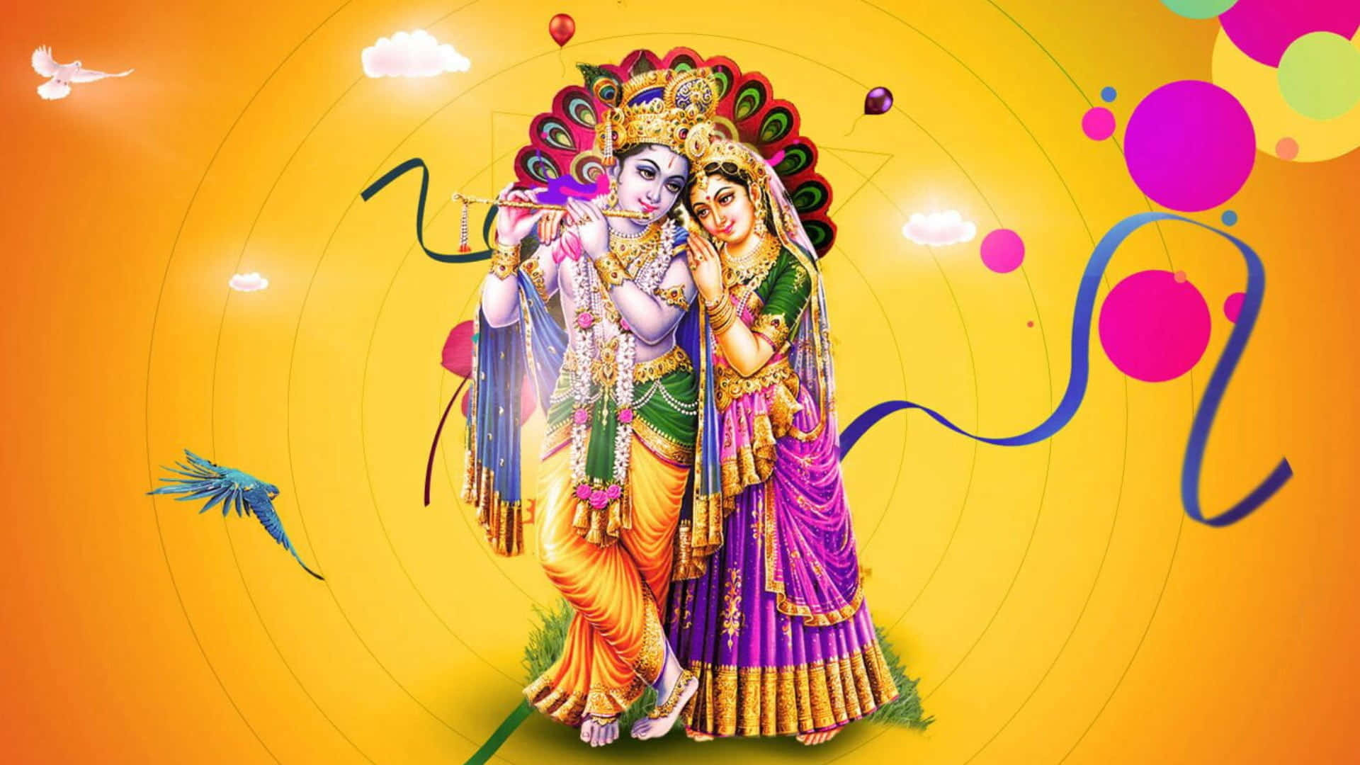 Krishna And Radha In Traditional Attire