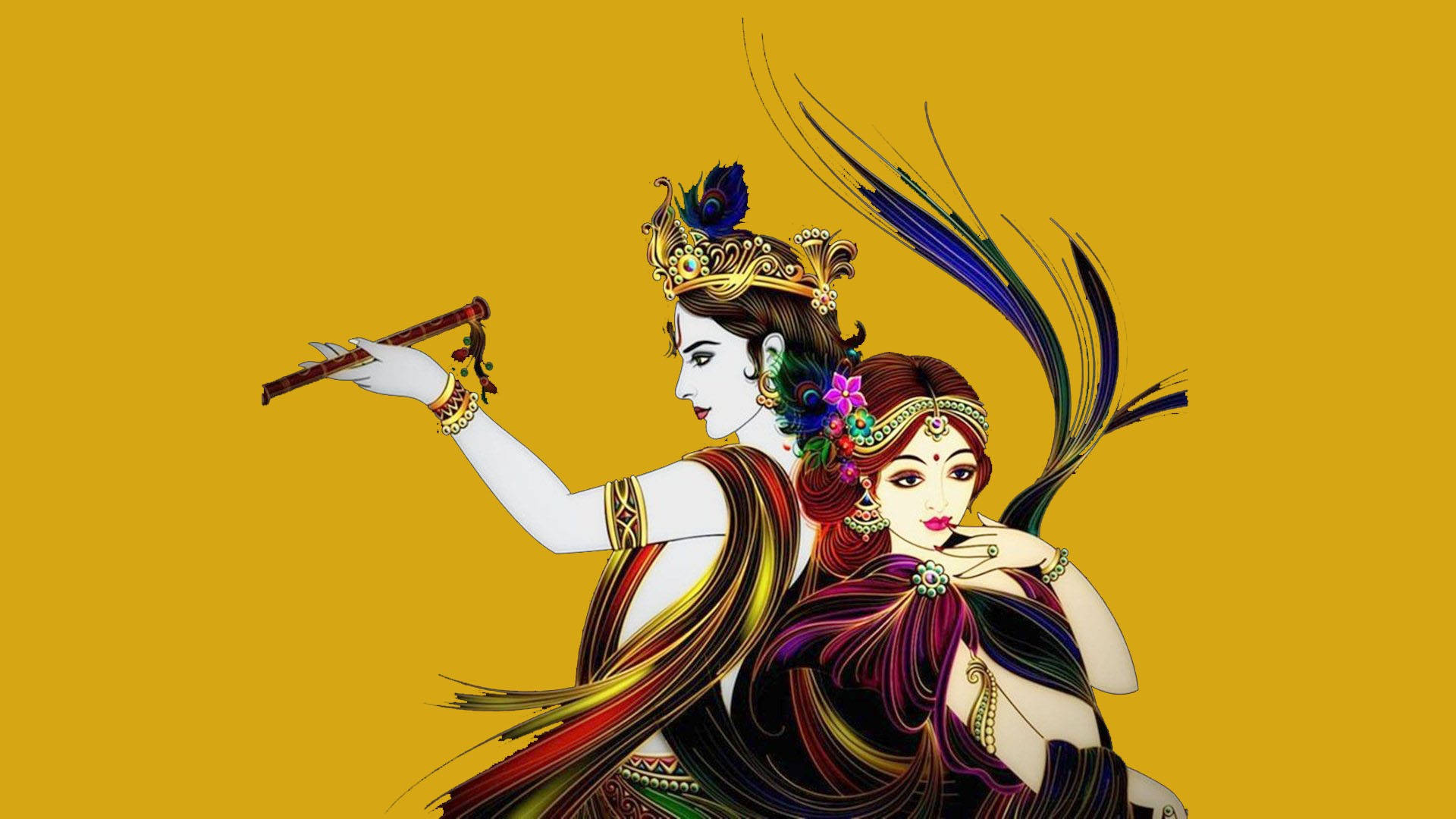 Radha-krishna Aesthetic Art Wallpaper