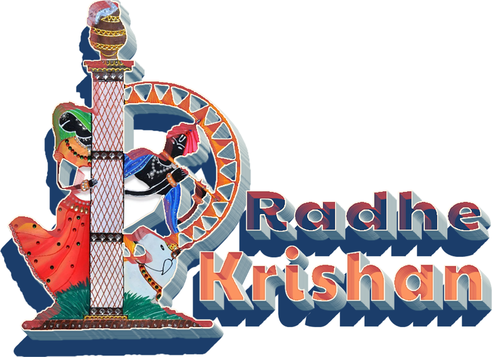 Radha Krishna Artistic Representation PNG