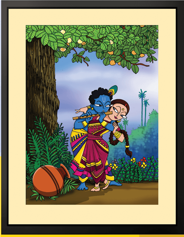 Radha Krishna Eternal Love Under Tree PNG