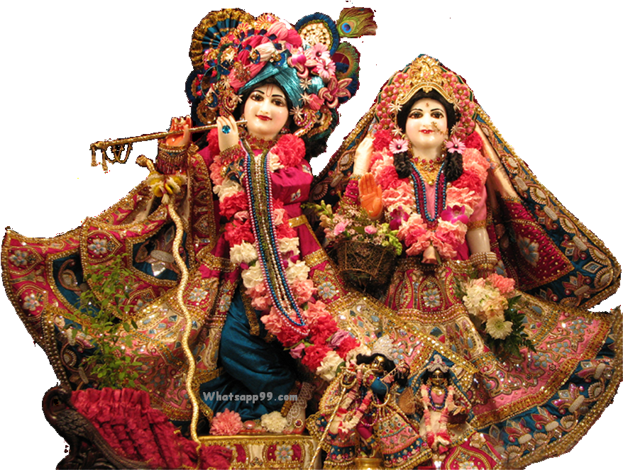 Radha Krishna Idols Floral Decoration PNG