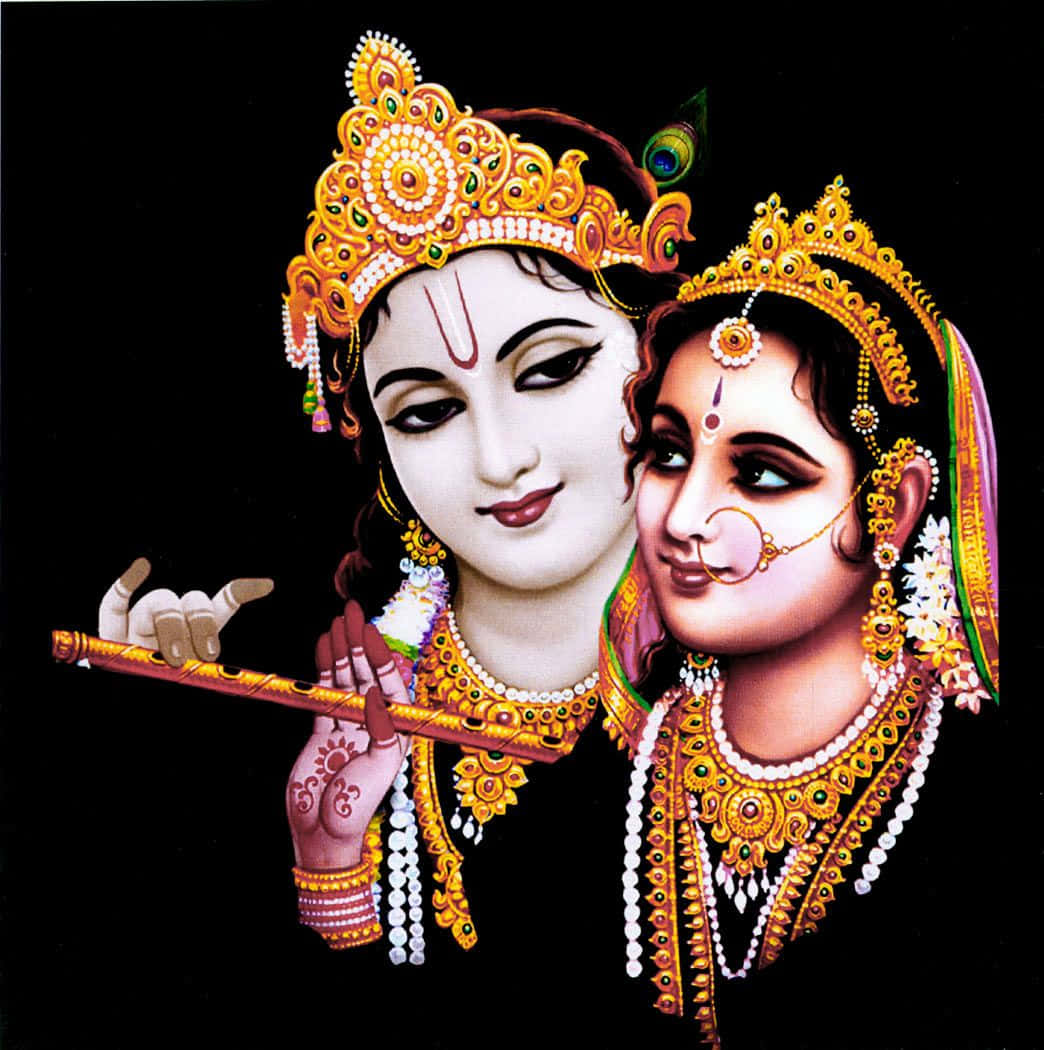 Radha Krishna On Black Background Picture