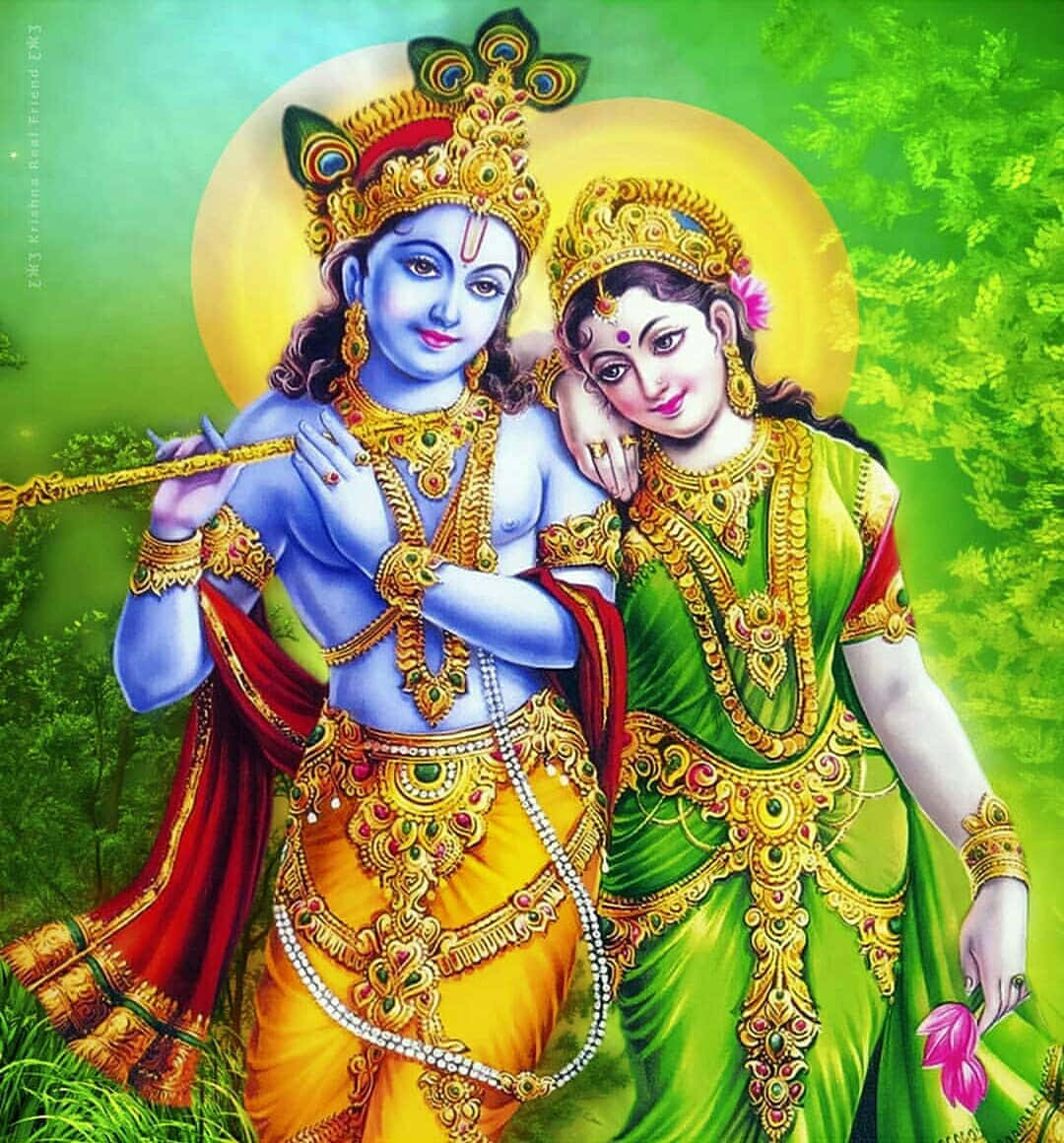 Radha Krishna With Trees Picture