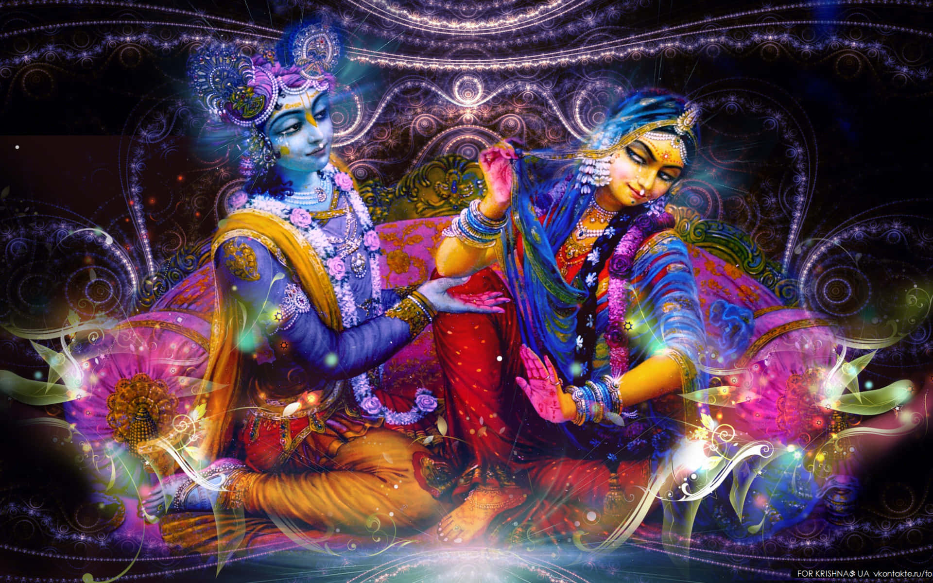 Krishnae Radha Su Uno Sfondo Colorato