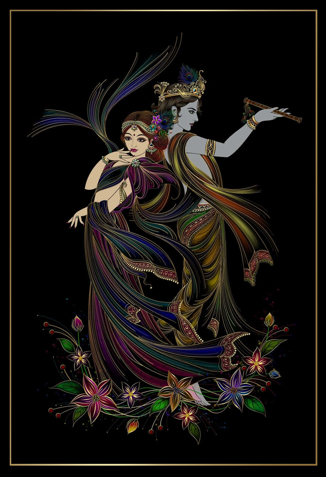 Buy Calligraphy Creators -Beautiful Radha Krishna Loved Painting -Handmade  Without Frame online at best price
