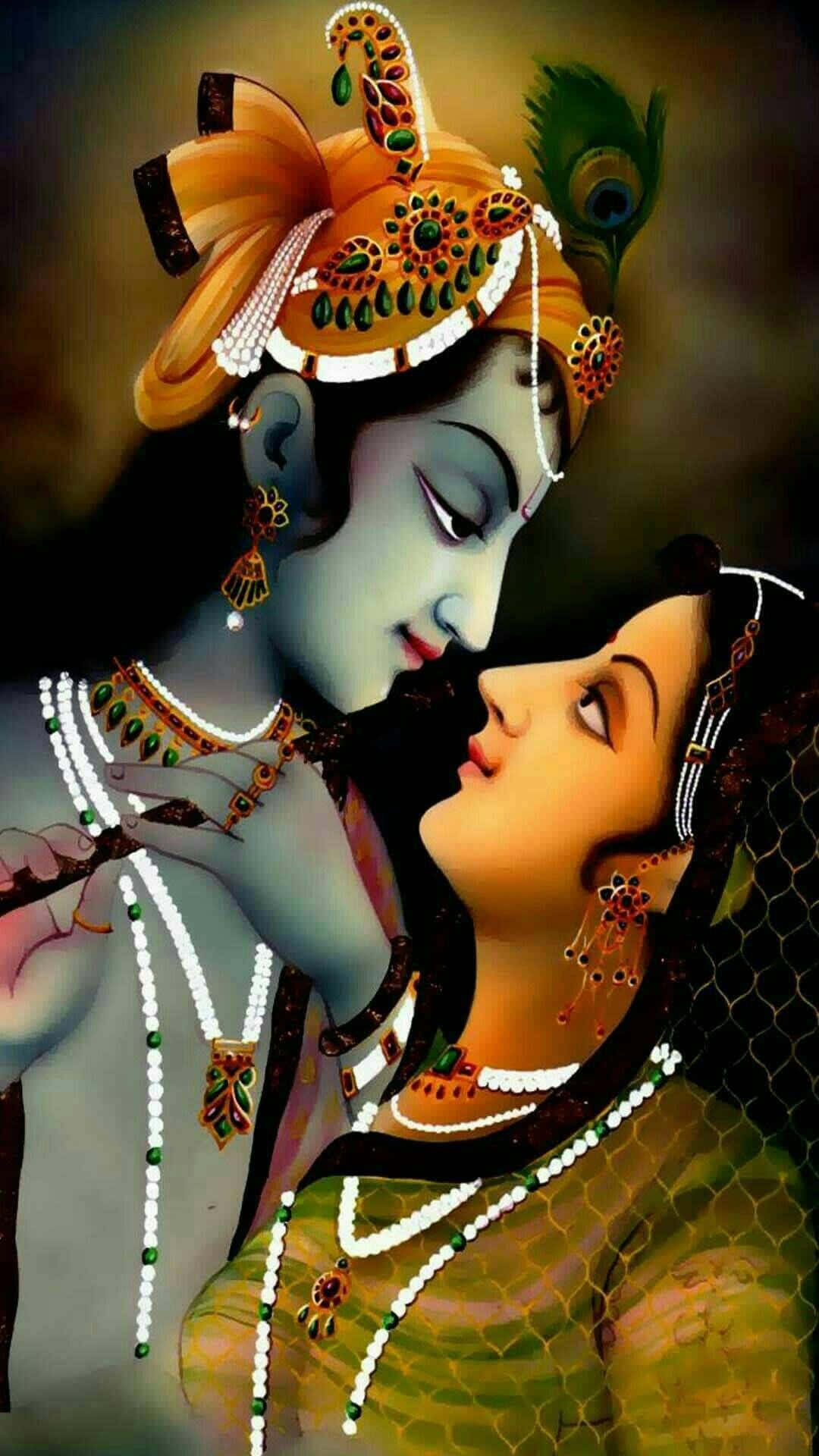 Radha Krishna Artwork Almost Kiss Picture