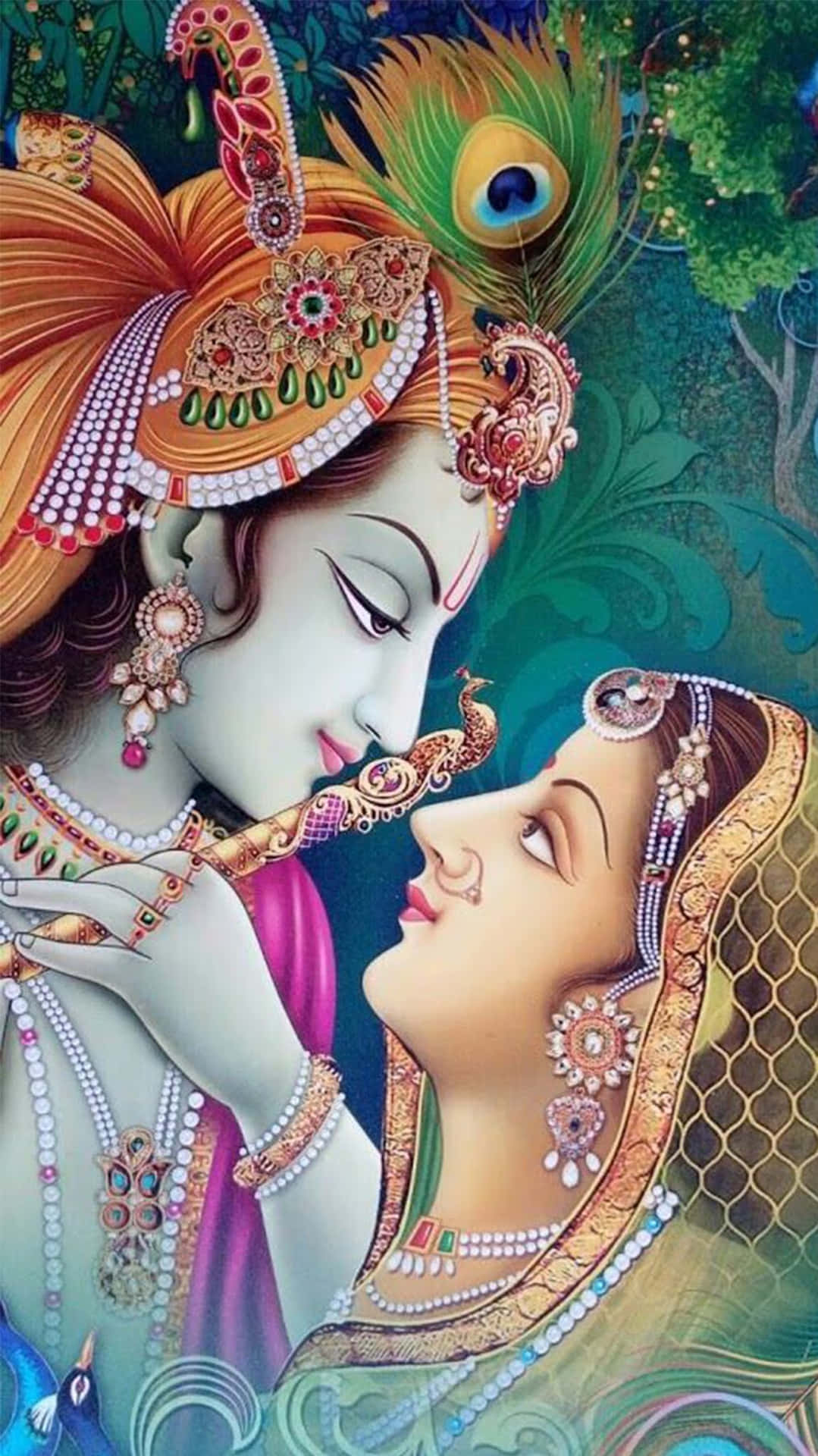 Immagineartistica Colorata Di Radha Krishna.