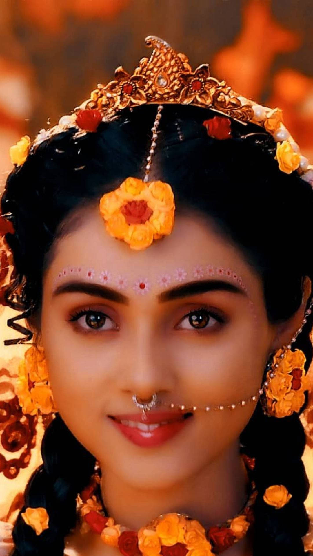 Closeup af Radha Krishna-serien tapet Wallpaper